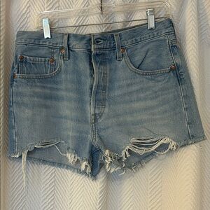 Levi's Light Blue Distressed Jean Shorts